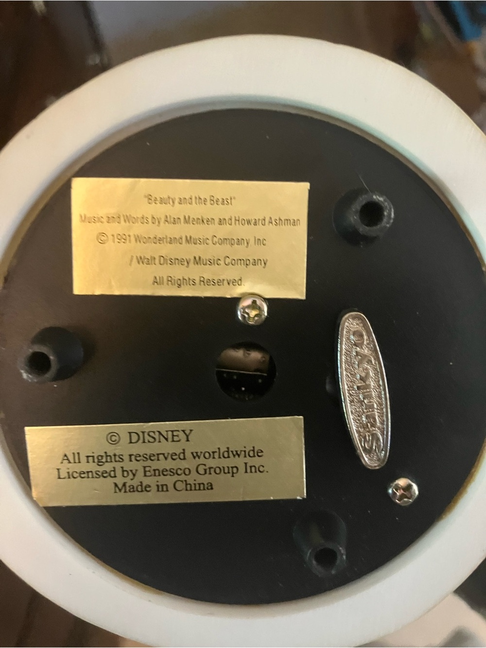 Disney White Music Box Base with Gold Plaques